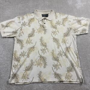 VTG Ocean Pacific Polo Shirt Mens L Palm Leaf Floral Pattern Casual Golf Resort